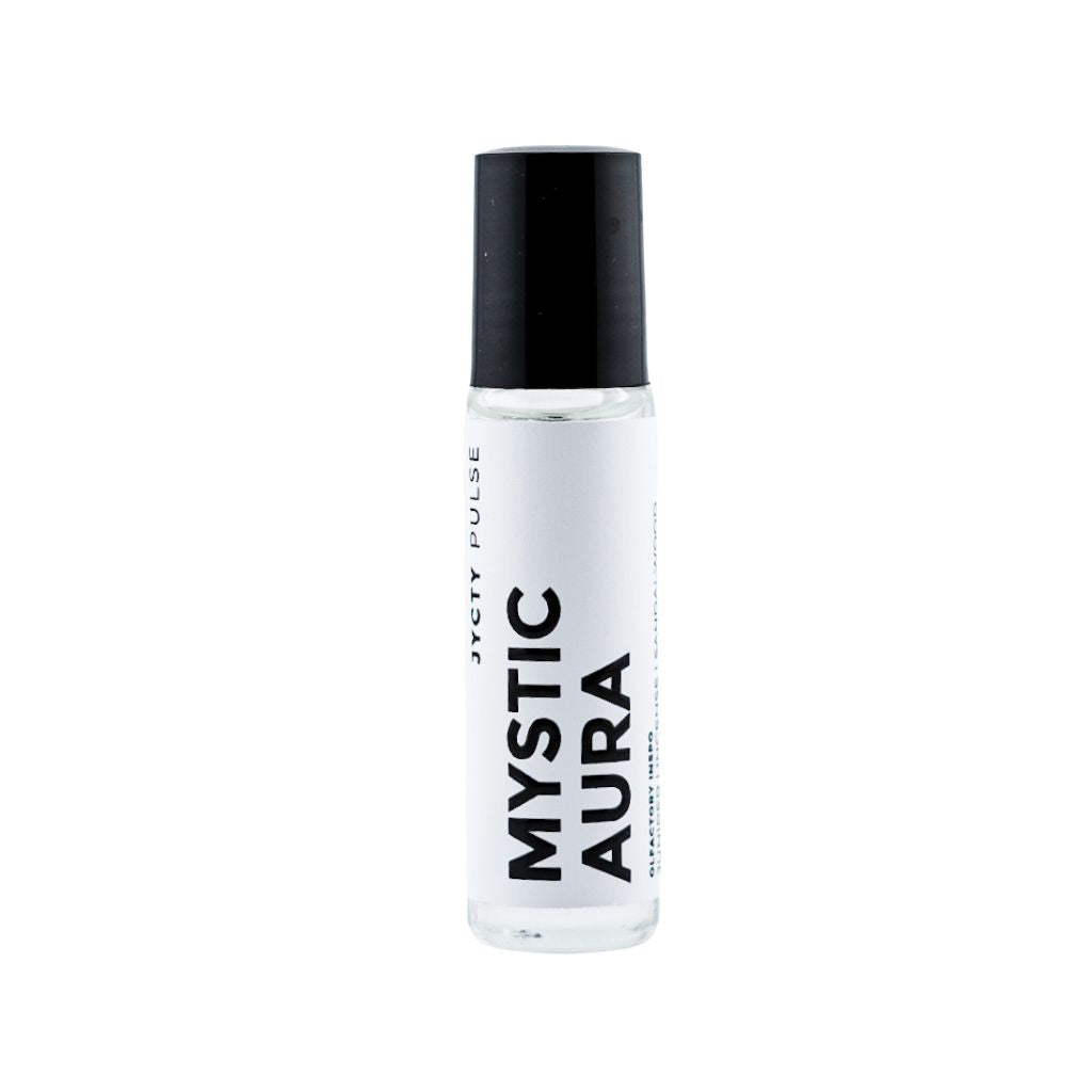 Roll-on bottle labeled 'Mystic Aura' on a white background